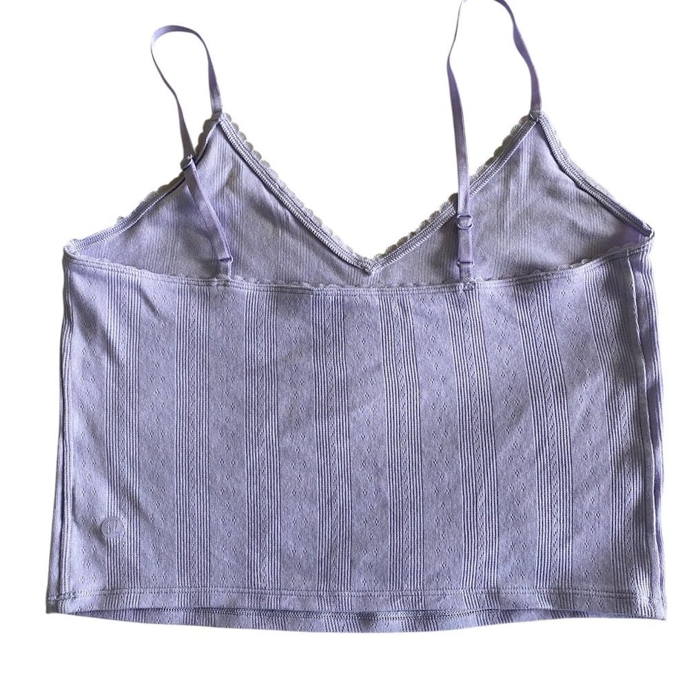LULULEMON Cotton Pointelle Cropped Cami Tank Top in Lavender Frost sz M - Picture 3 of 8